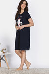 Zivame Farm Lore Knit Cotton Night Dress - Navy Peony — thumbnail 3